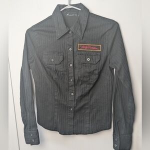 HARLEY DAVIDSON Women Button Down Shirt Long Sleeve Size XS Black Color